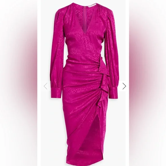 NWT $698 Veronica Beard Weiss Side Ruffle Long Sleeve Silk Blend Maxi Dress - Picture 4 of 11